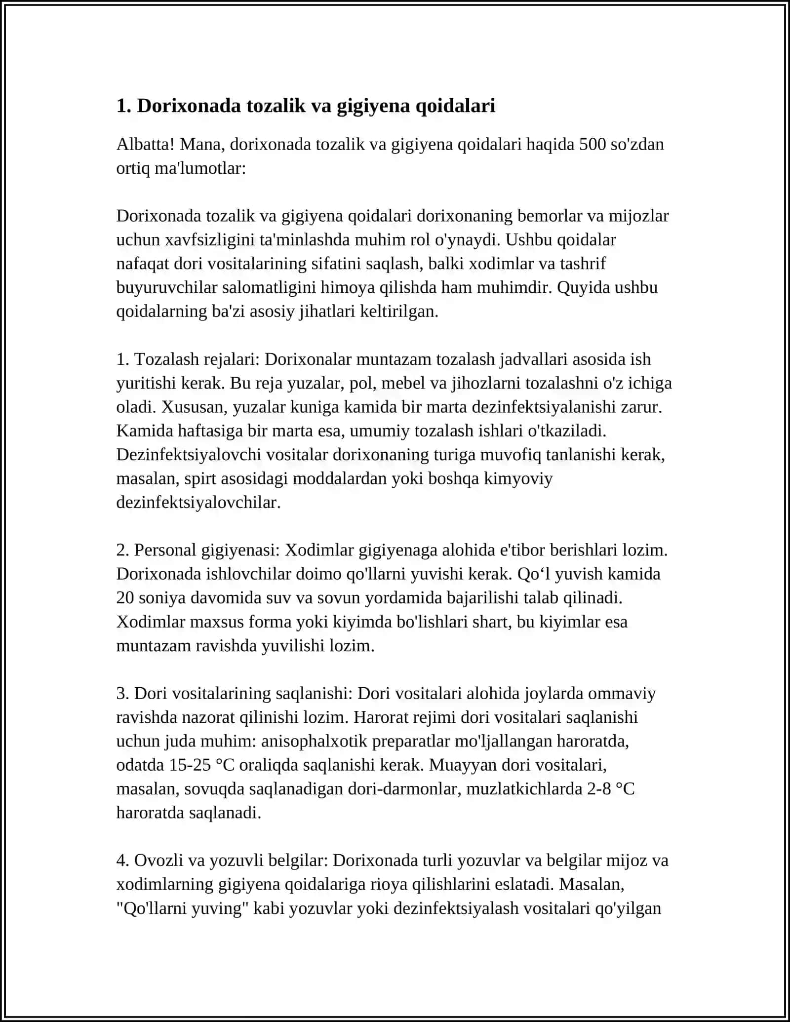 Dorixonada Sanitariya Qoidalari 3