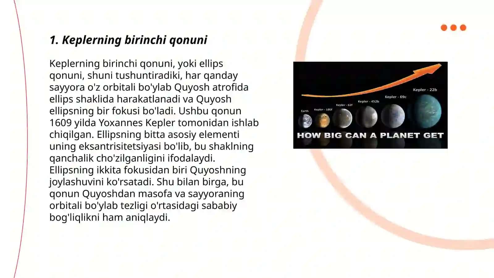 Keplerning birinchi qonuni 3
