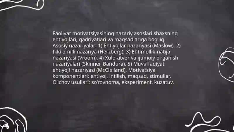 Faoliyat motivatsiyasi talqini 3