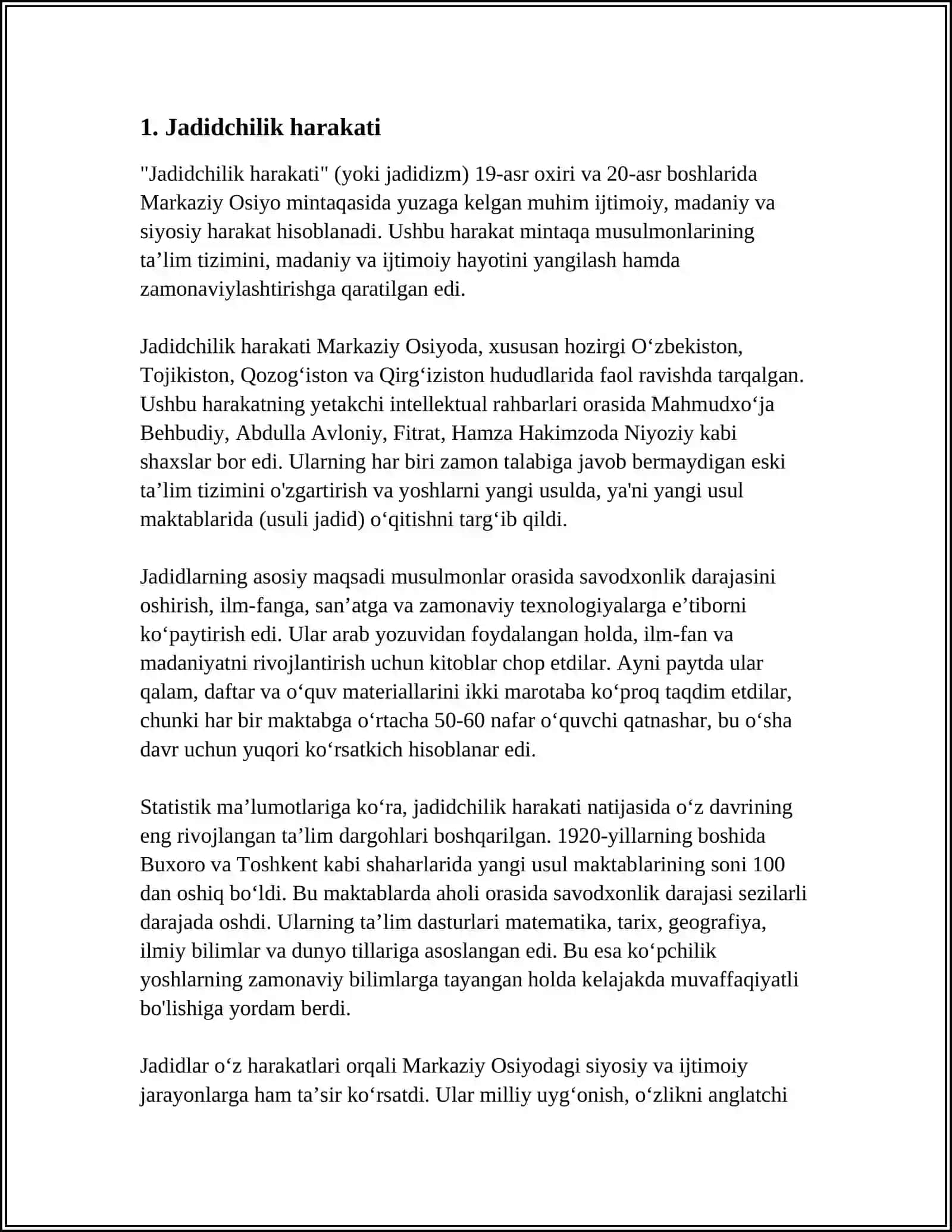 TURKISTONDA JADIDCHILIK VA MAʼRIFATPARVARLIK GʻOYALARI 3