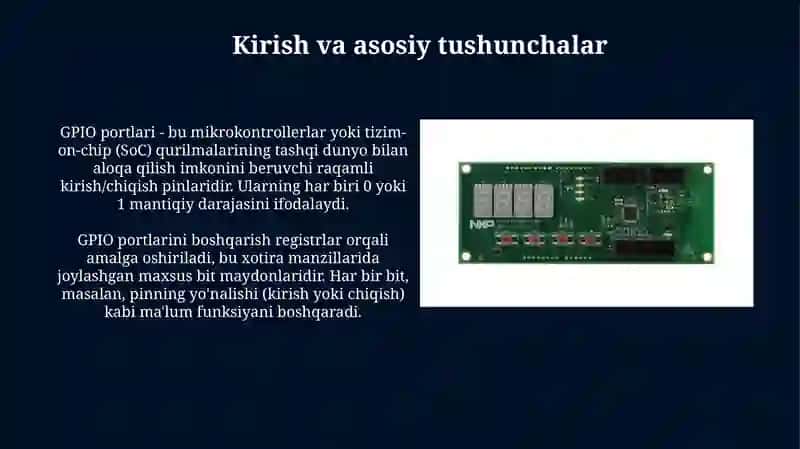 GPIO portlarining registrlar orqali boshqaruvi 3