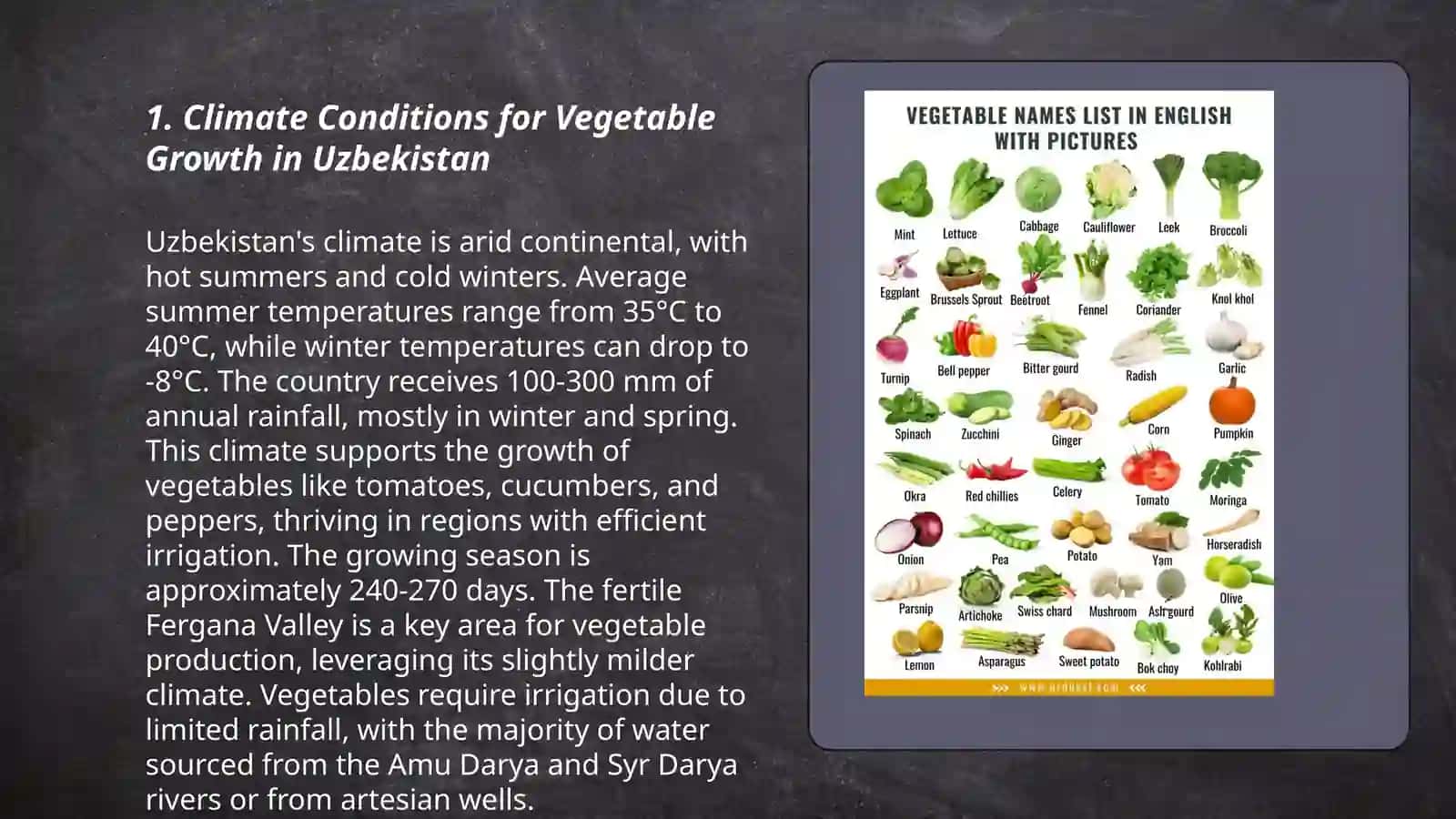 Climate Conditions for Vegetable Growth in Uzbekistan 3