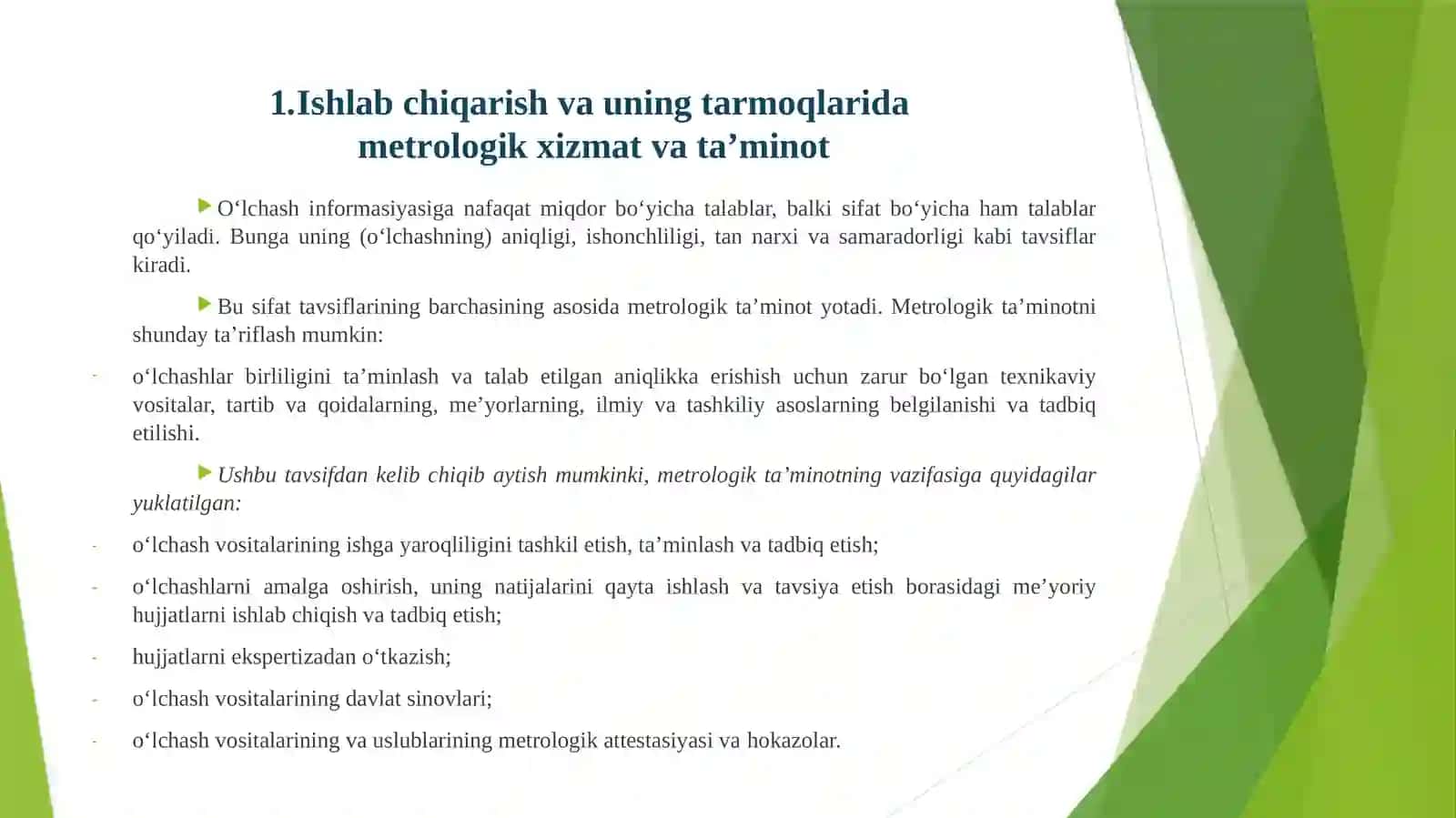 Metrologik xizmat va metrologik ta'minot 3
