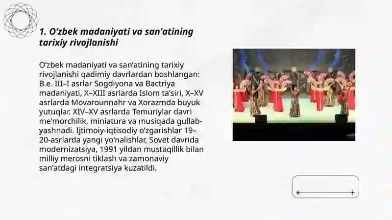 Oʻzbek madaniyati va sanʼatining tarixiy rivojlanishi 3