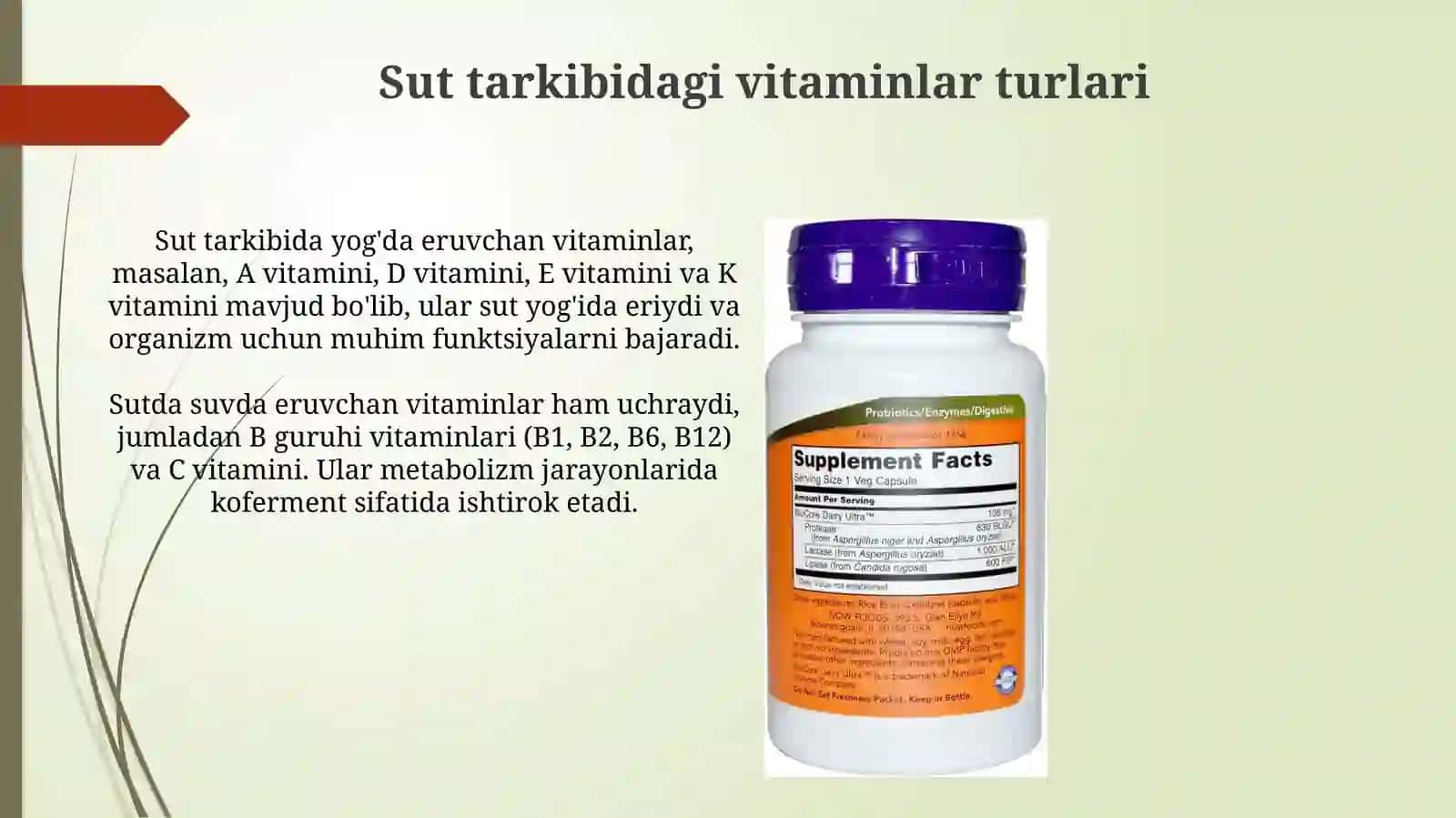 Sut tarkibidagi vitaminlar va fermentlar 3