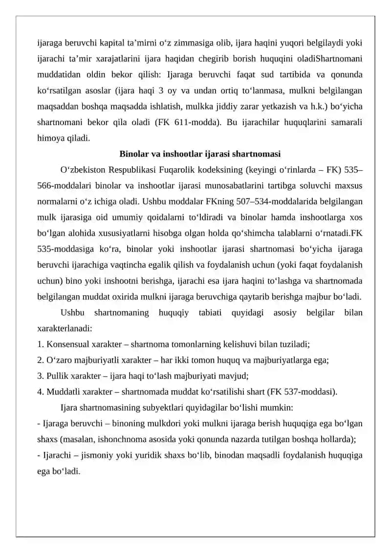 Binolar va inshootlar ijarasi shartnomasi 3