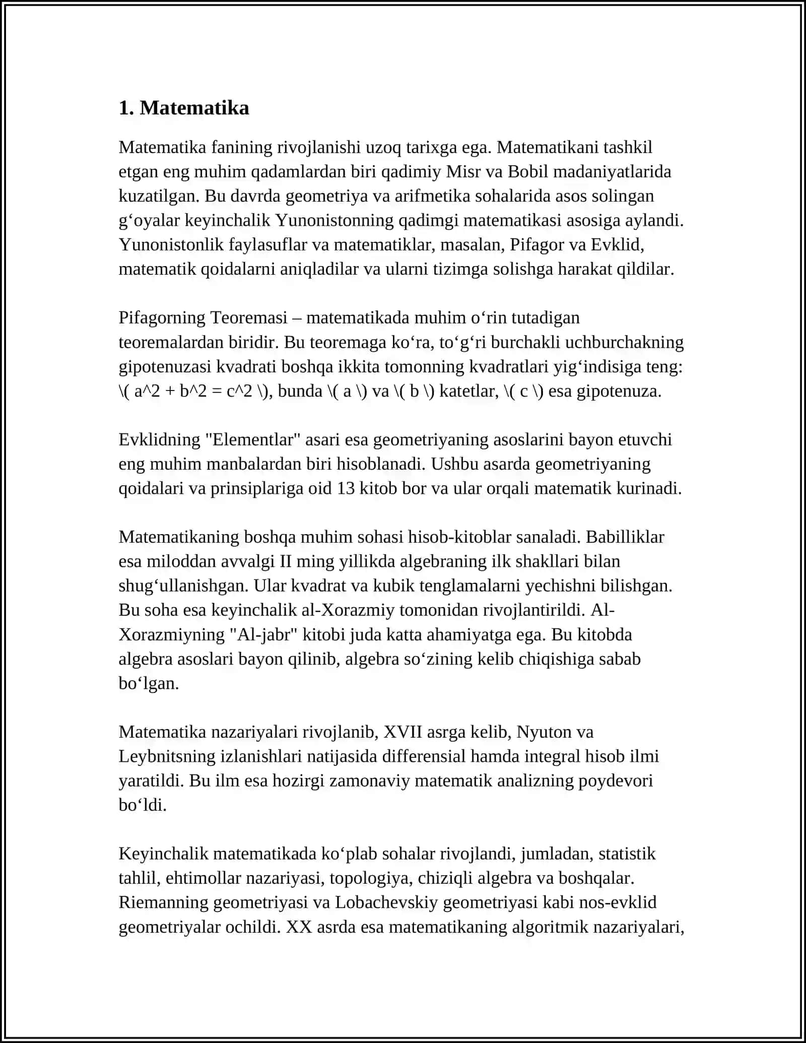 Matematika fanining rivojlanishi 3