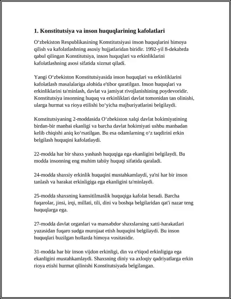 YANGI O‘ZBEKISTONDA INSON HUQUQLARI VA ERKINLIKLARINI KAFOLATLASHNING YARATILISHI 3
