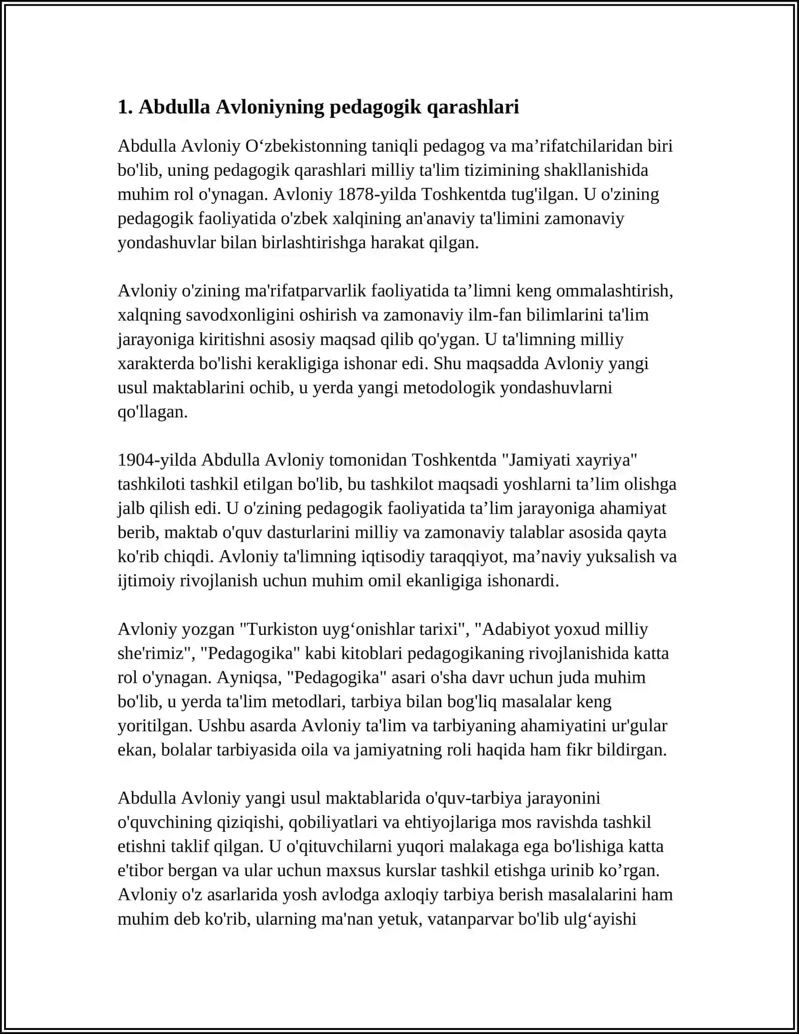 ABDULLA AVLONIY IJODIDAGI PEDAGOGIK G'OYALAR 3