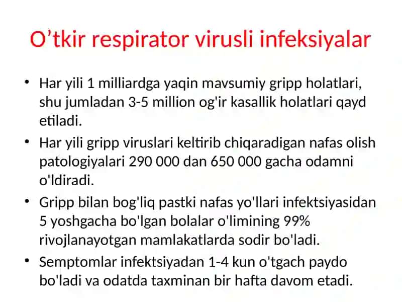 O'tkir respirator virusli infeksiyalar(O’RVI) 3