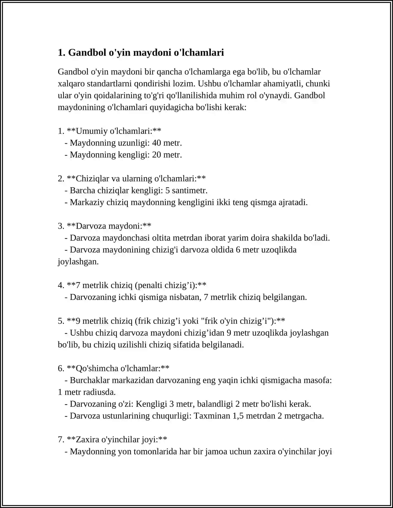 GANDBOL SPORT OʻYINI QOIDALARI 3