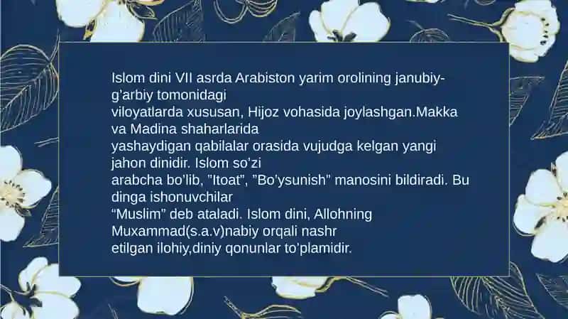Islom dini O'qitish Materiallari 3