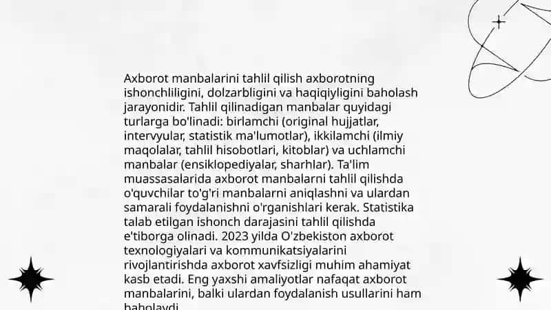 Axborot manbalarini tahlil qilish 3