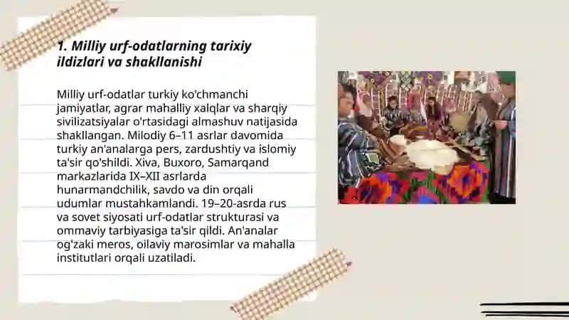 Milliy urf-odatlar, an'analar va udumlarning ahamiyati va tarbiyaviy kuchi 3