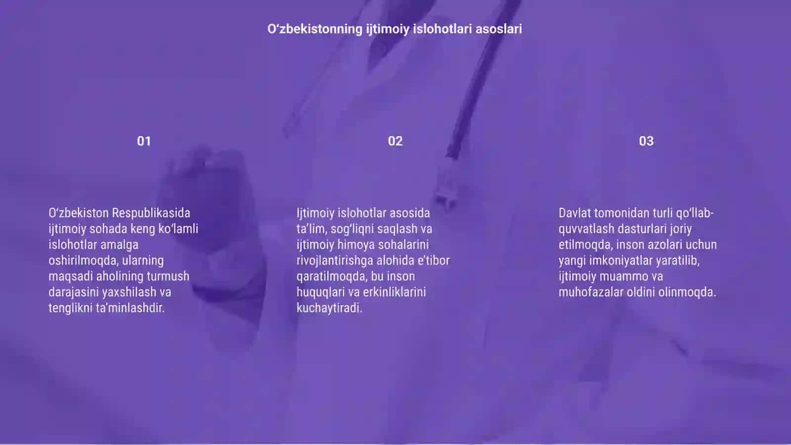 Oʻzbekiston respublikasidagi ijtimoiy sohadagi islohotlar 3