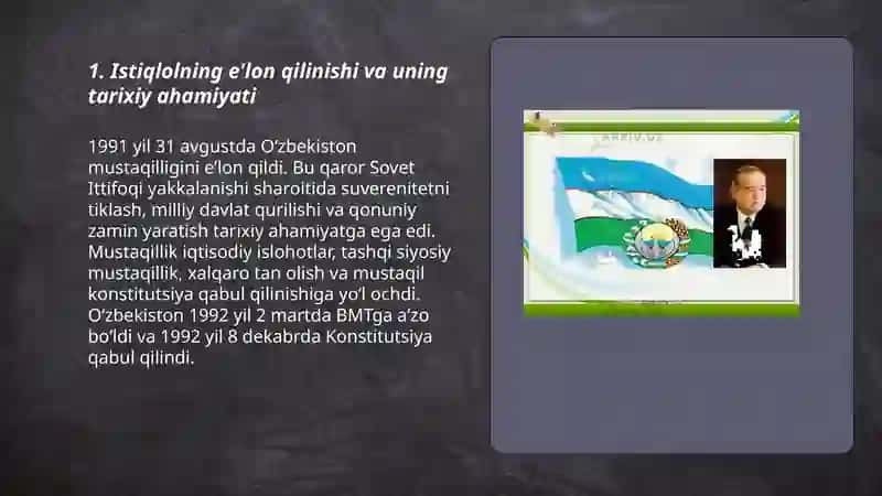 O’zbekistonning o’ziga xos istiqloli va taraqqiyot yo’li 3