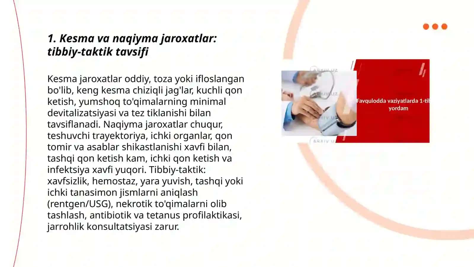 Favqulodda vaziyatlarda vujudga keluvchi jaroxatlanish o'choqlarining tibbiy-taktik tavsifi 3