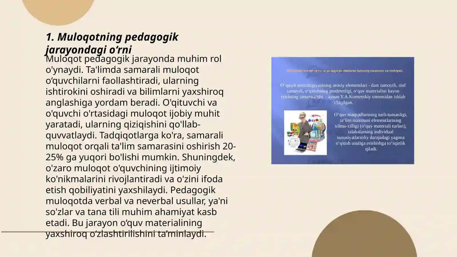 Muloqotning pedagogik jarayondagi o‘rni 3