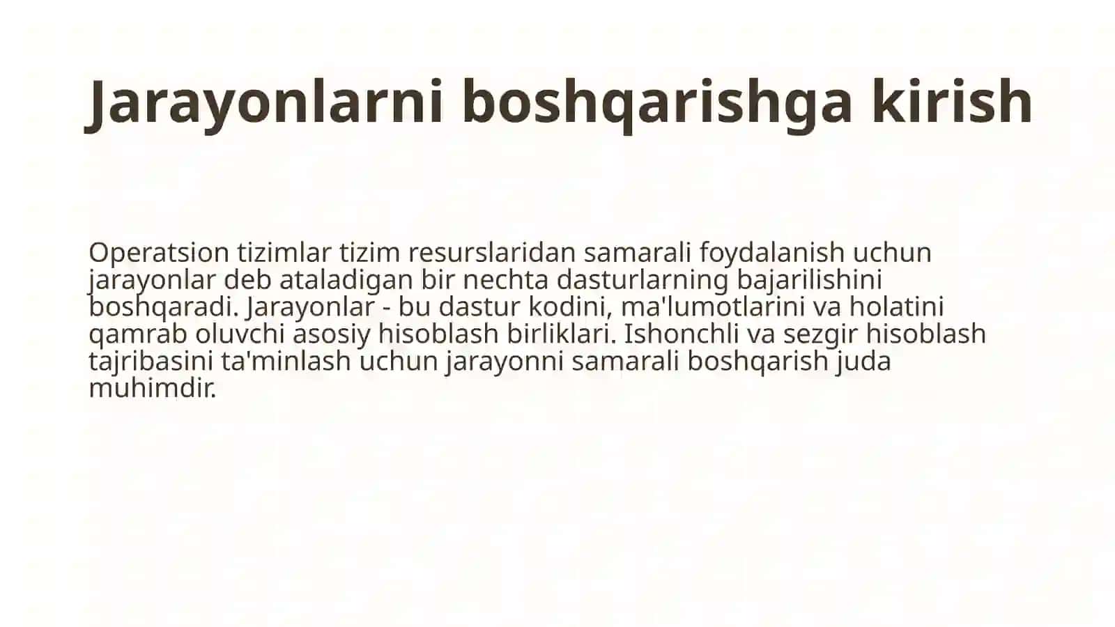 Operatsion tizimlarda jarayonlarni boshqarish 3