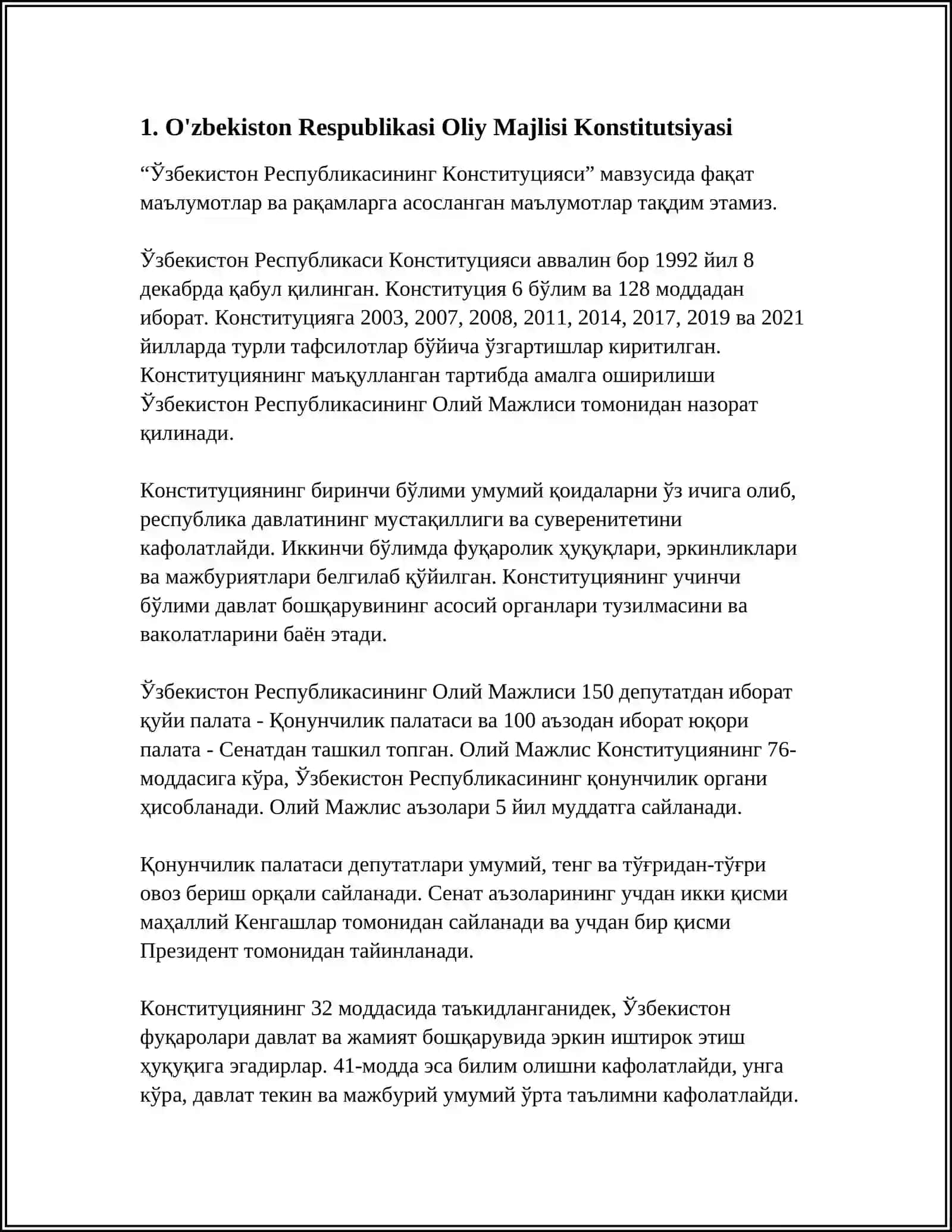 O'ZBEKISTON RESPUBLIKASINING OLIY MAJLISI 3