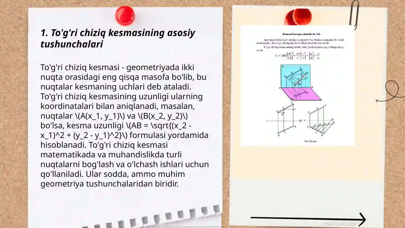 To’g’ri chiziq kesmasini epyurini qurish 3