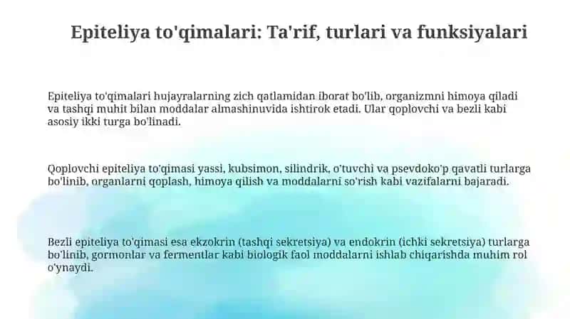 Epiteliya to'qimalari 3