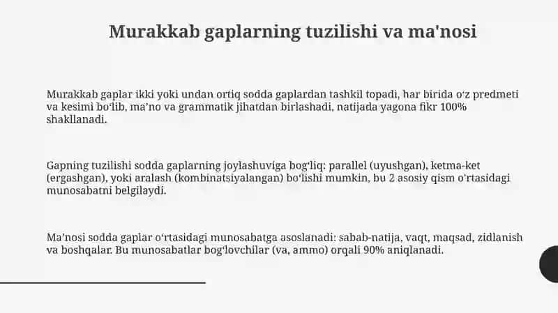Murakkab gaplarning tuzilishi va ma'nosi 3