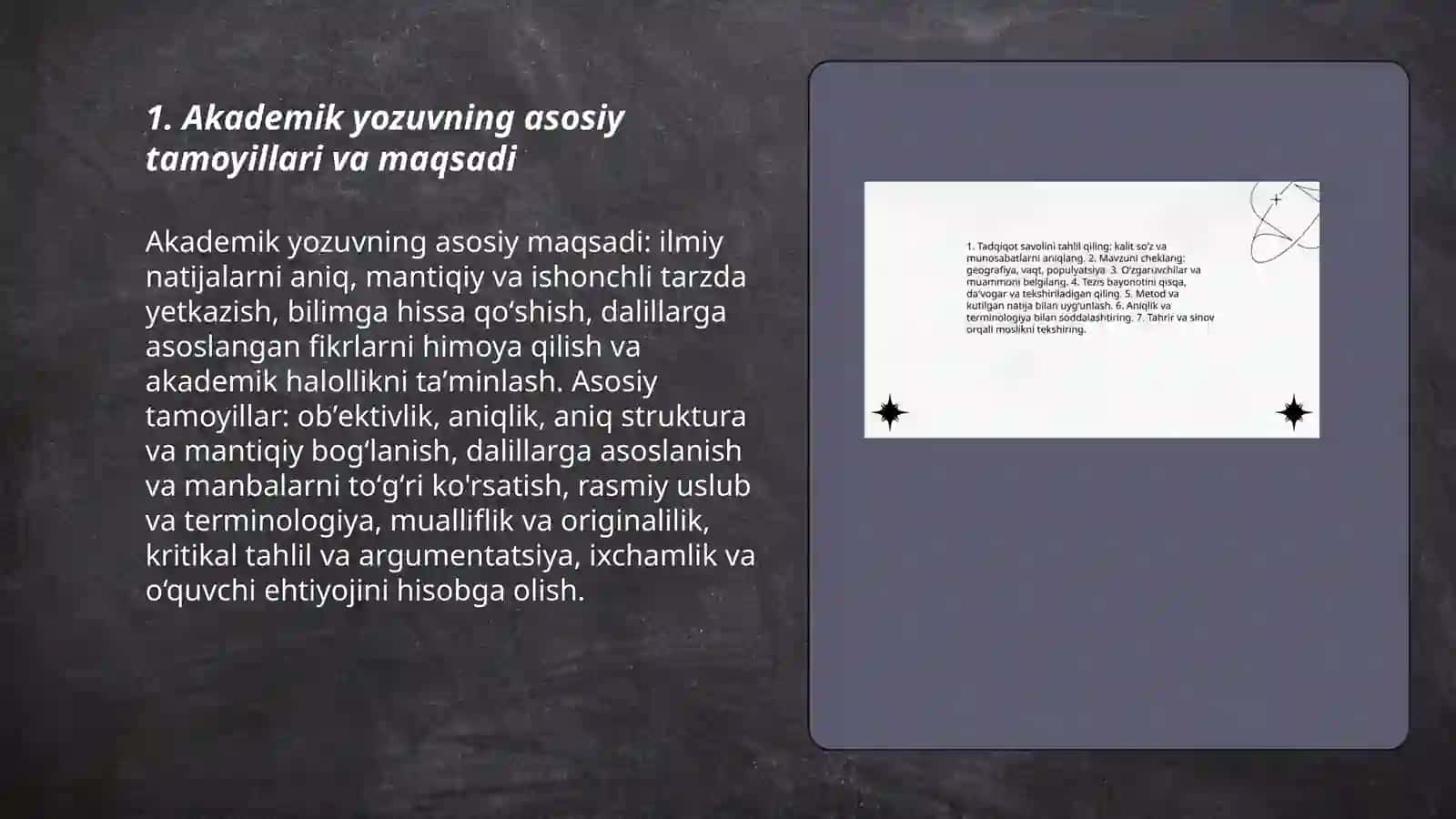 Akademik yozuvning asosiy tamoyillari va maqsadi 3