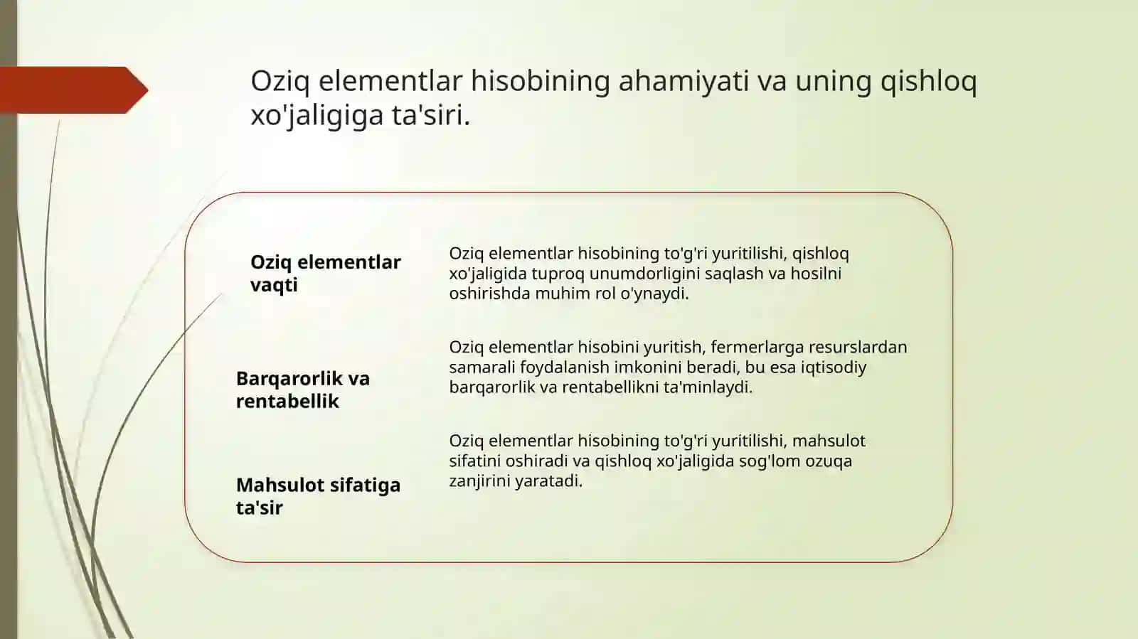 Oziq Elementlar Hisobi 3