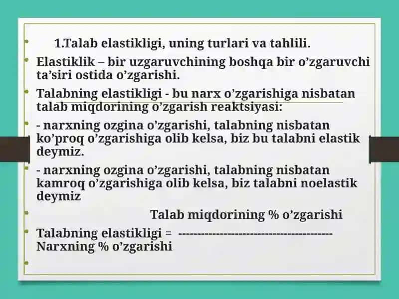 Talab va taklif elastikligi 3