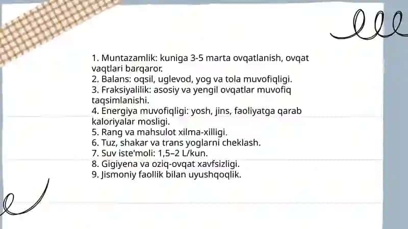 Ovqatlanish tartibi 3