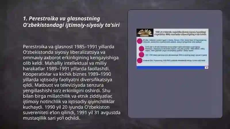 Perestroika va glasnostning O'zbekistondagi ijtimoiy-siyosiy ta'siri 3