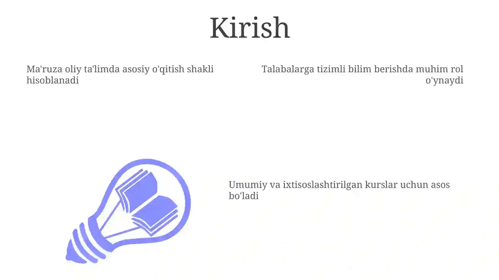Ma'ruza Umumiy va Ixtisoslashtirilgan Kurslar 3
