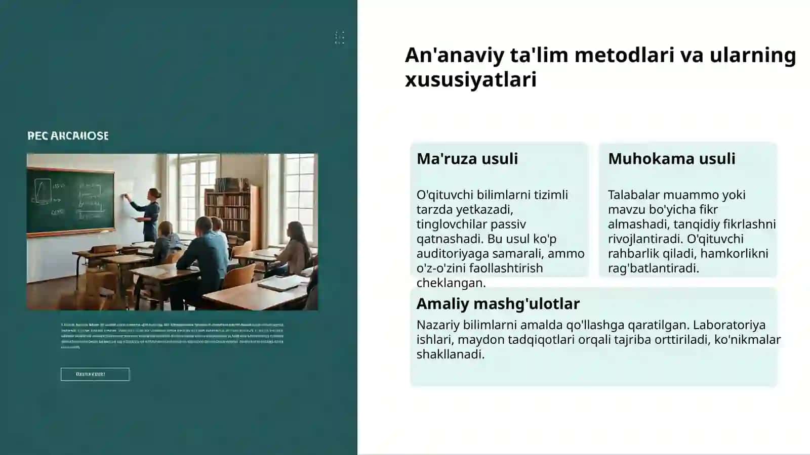Ta'lim metodlari: turlari va tasnifi 3