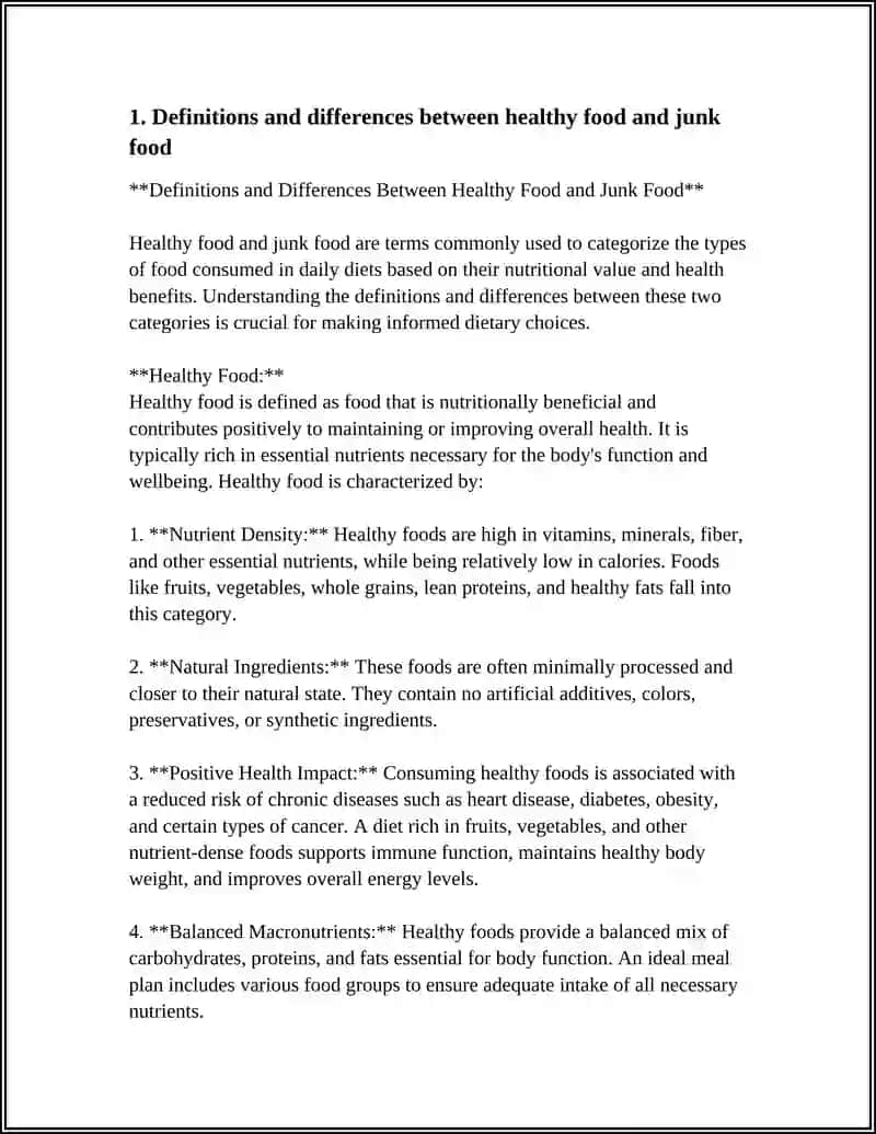 Definitions and Differences Between Healthy Food and Junk Food 3