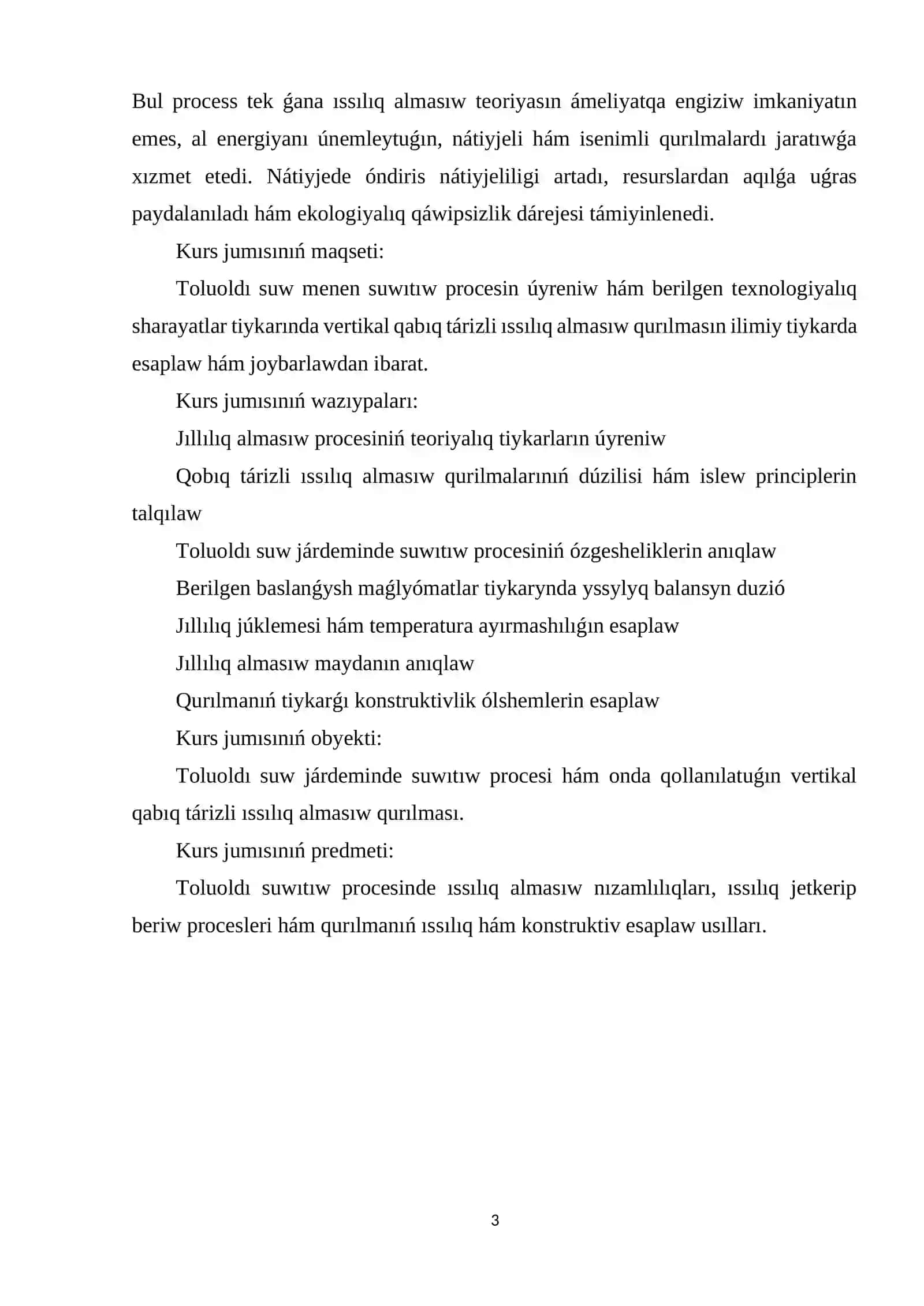 TOLUOLDI SUW MENEN SUWÍTÍW QURÍLÍSÍN ESAPLAW 3