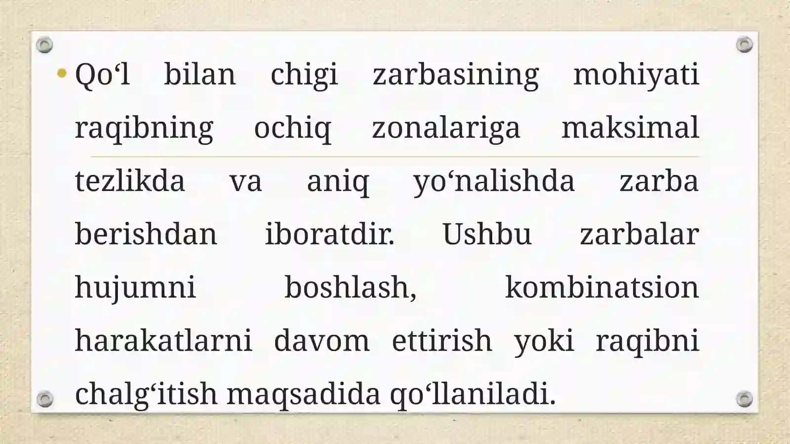 Chirigi(chigi) qo‘l bilan zarba berish 3
