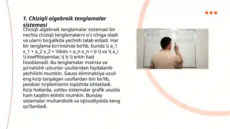 Chiziqli algebraik tenglamalar sistemasi. Kramer va Gauss usuli 3