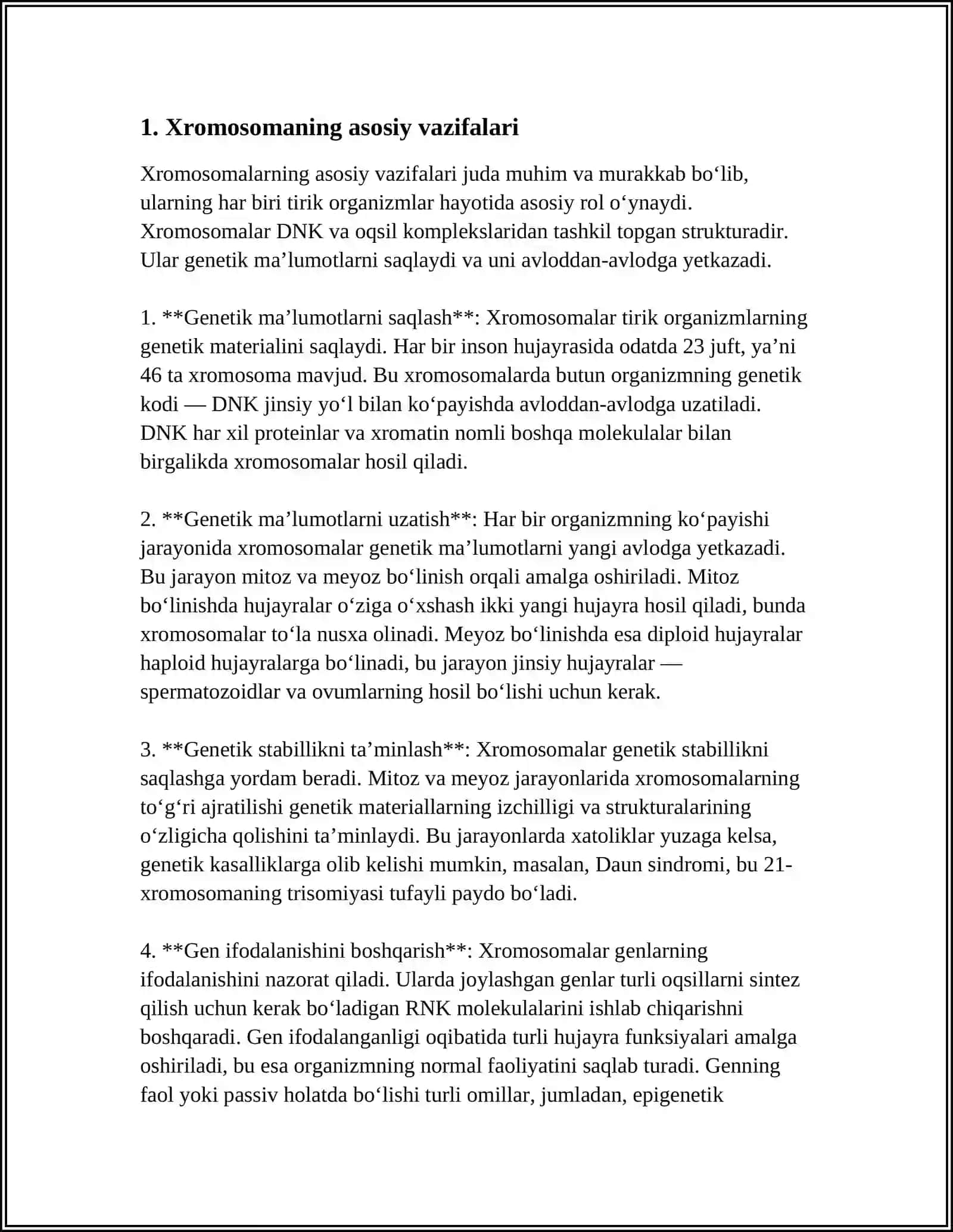 YADRO. XROMOSOMALARNING TUZILISHI VA TARKIBI 3