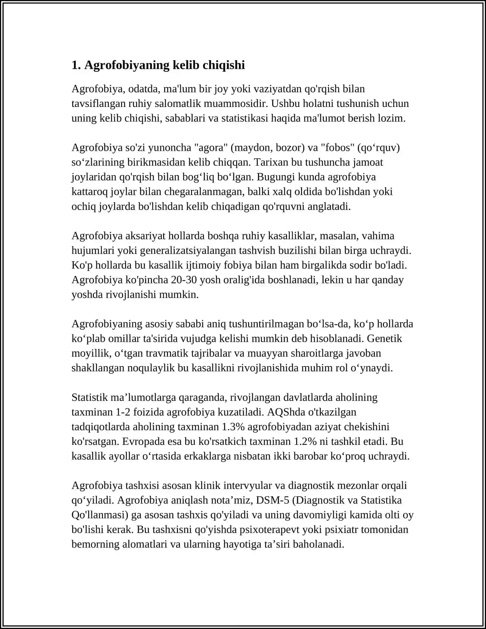 AGROFOBIYA VA TALVASA 3