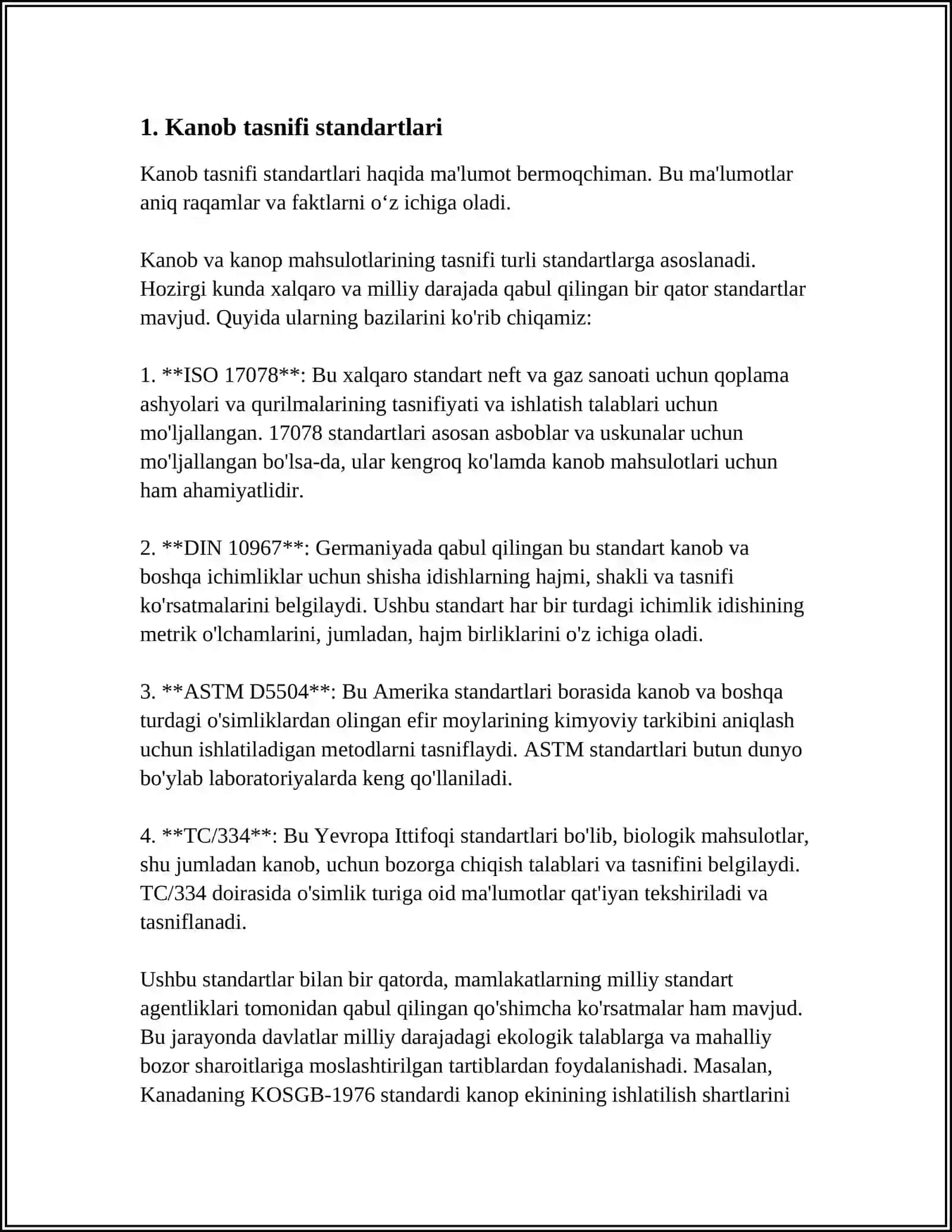 KANOB TOLASINI SIFATINI BELGILOVCHI STANDARTLAR 3