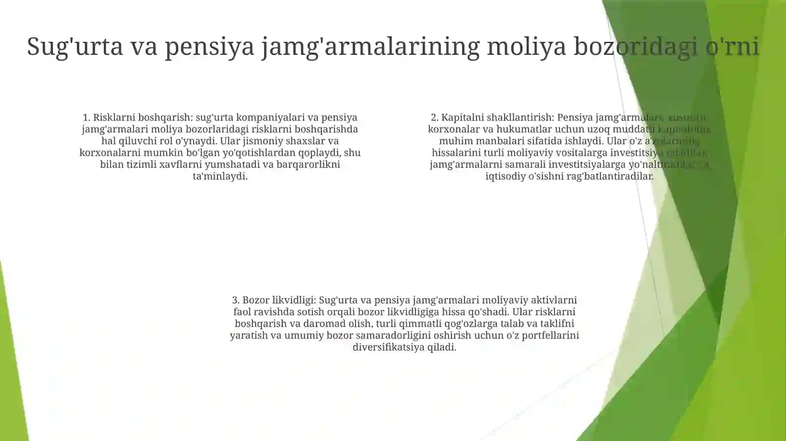 Sug'Urta Va Pensiya Fondlarining Moliya Bozorlaridagi Faoliyadi 3