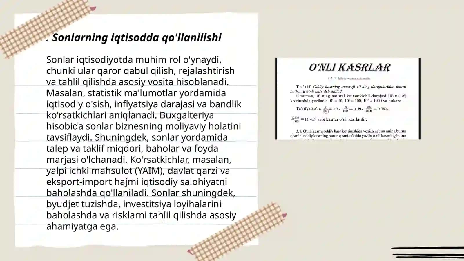 Sonlar va ularning iqtisodda qo'llanishi 3