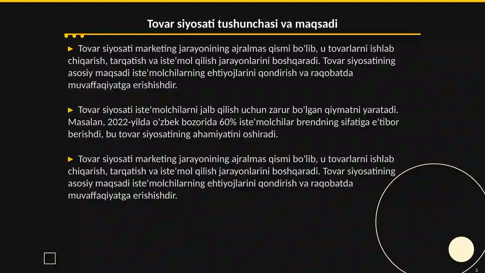 Tovar siyosati 3