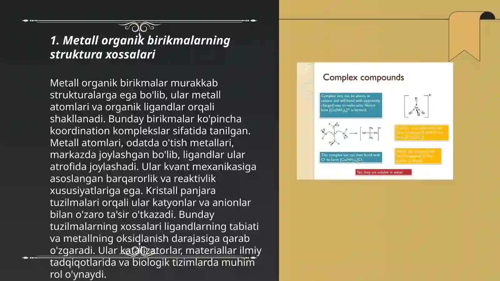 Metall organik birikmalarning fizik kimyoviy xossalari 3