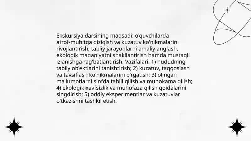 Ekskursiya darslarini rejasini tayyorlash 3
