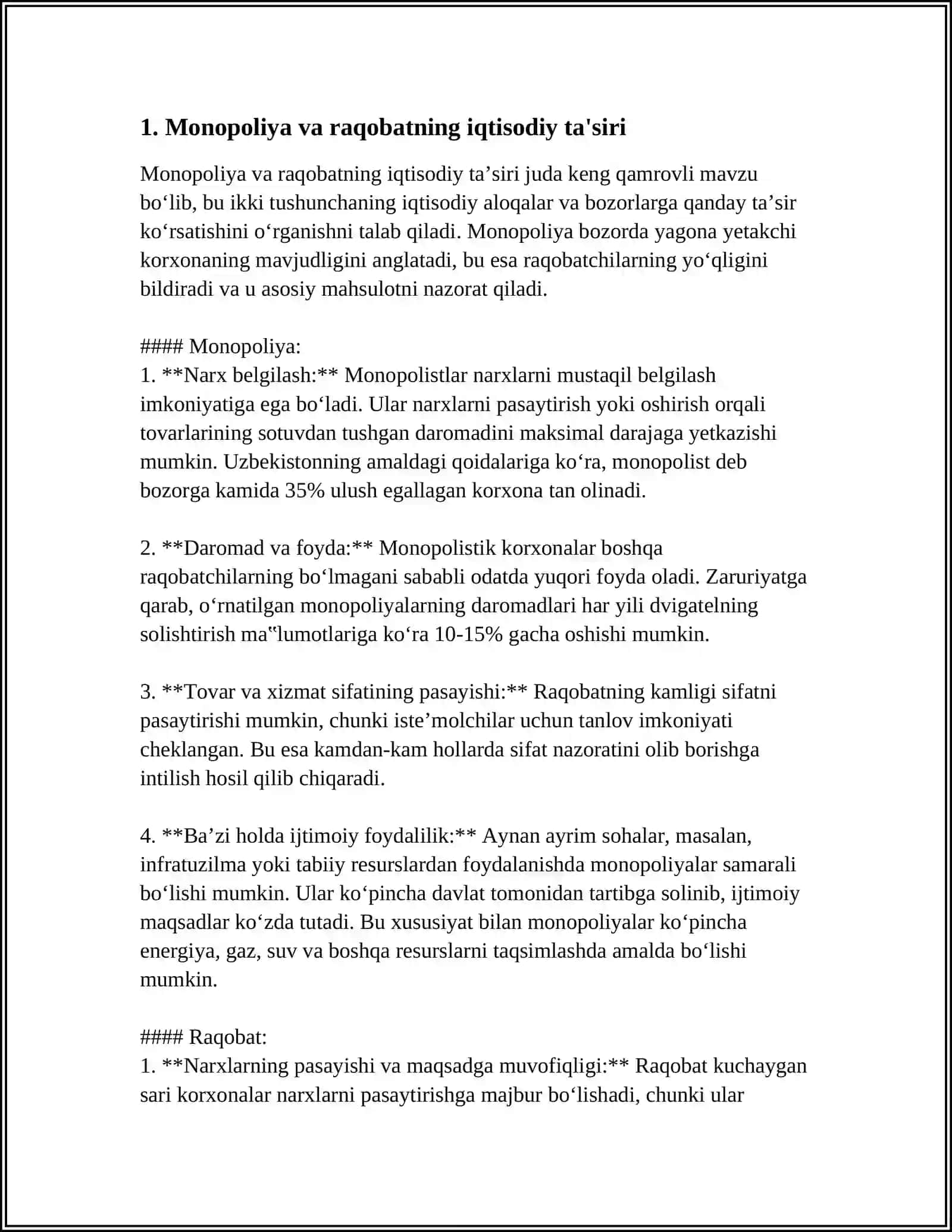 RAQOBAT VA MONOPOLIYA 3