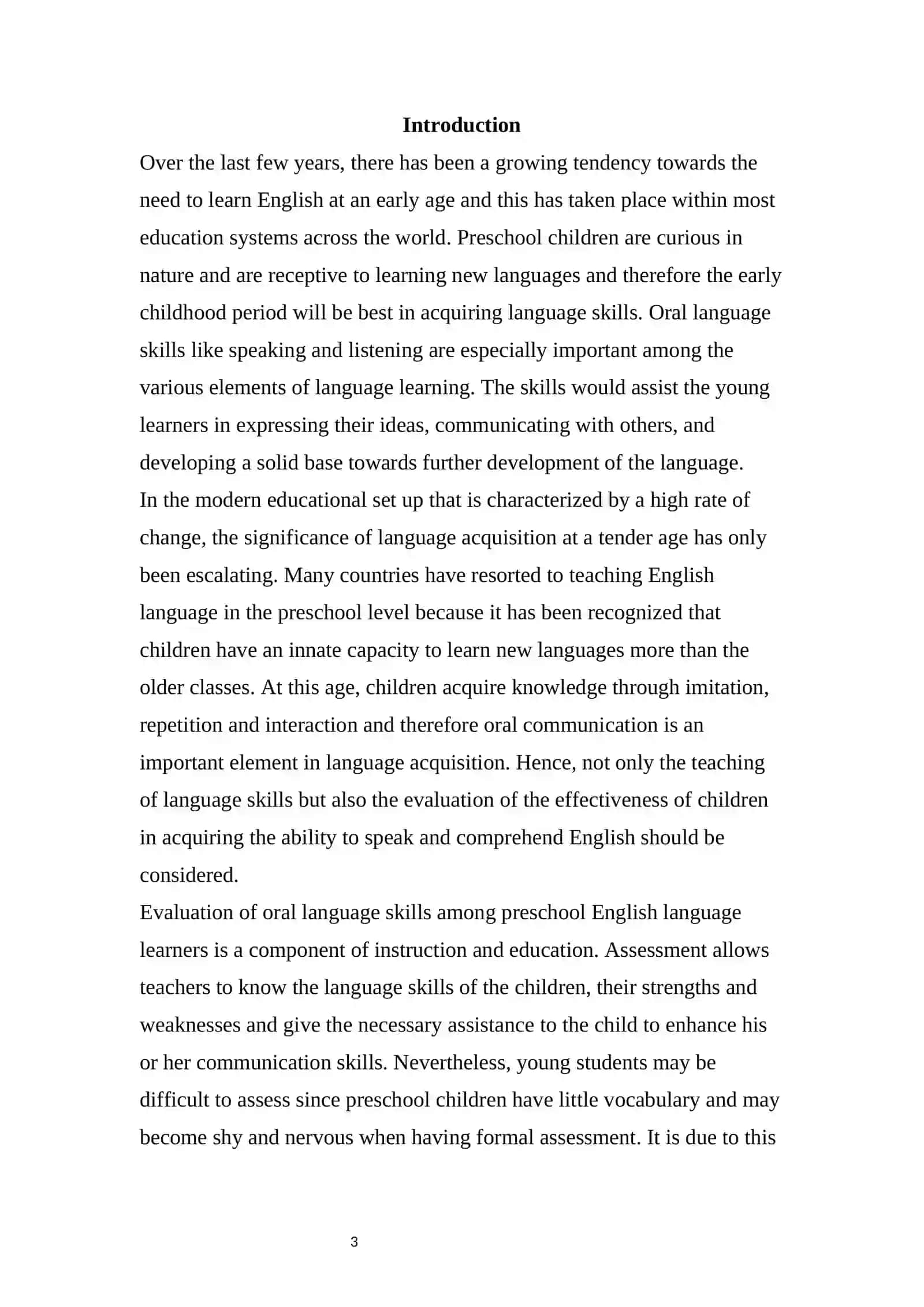 Methods of Assessing Oral Language Skills in Preschool Learners 3