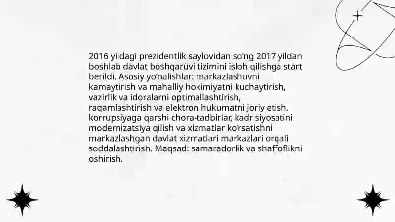 Davlat boshqaruvi tizimini isloh qilish 3