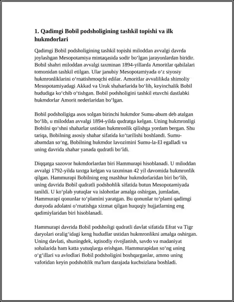 BOBIL PODSHOLIGI: QADIMGI VA YANGI PODSHOLIKLAR 3